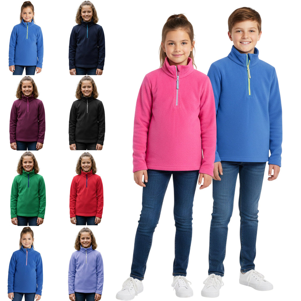Kids Unisex Fleece Top – 1/4 Zip High Neck Pullover Sweatshirt