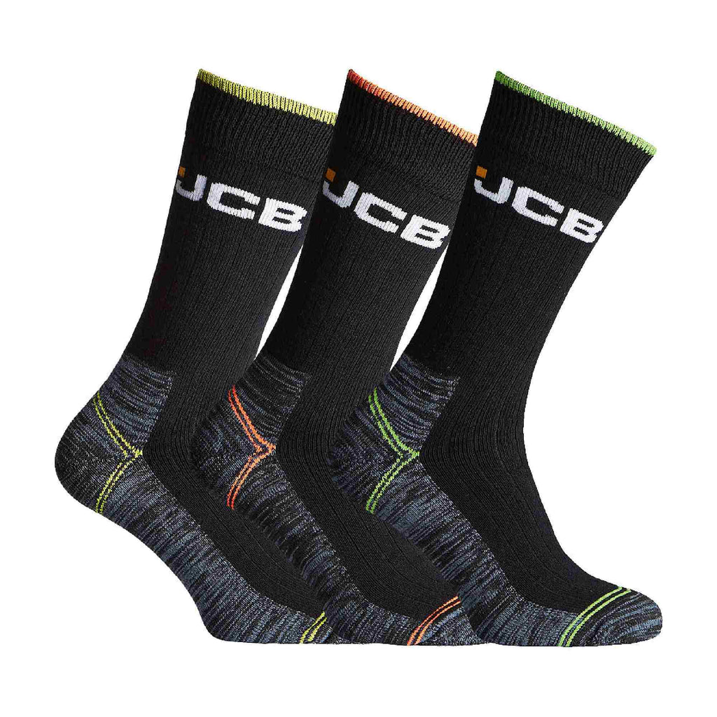 3 Pack Mens Hi Vis Work Socks with Padded Foot for Safety Boots