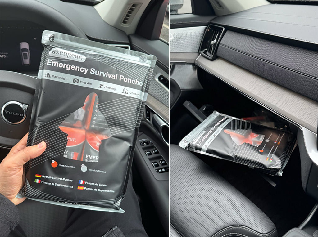 Waterproof Survival Poncho (4pc) Thermal Foil Coating Blanket for Heat Retention With A Reversible Hood.
