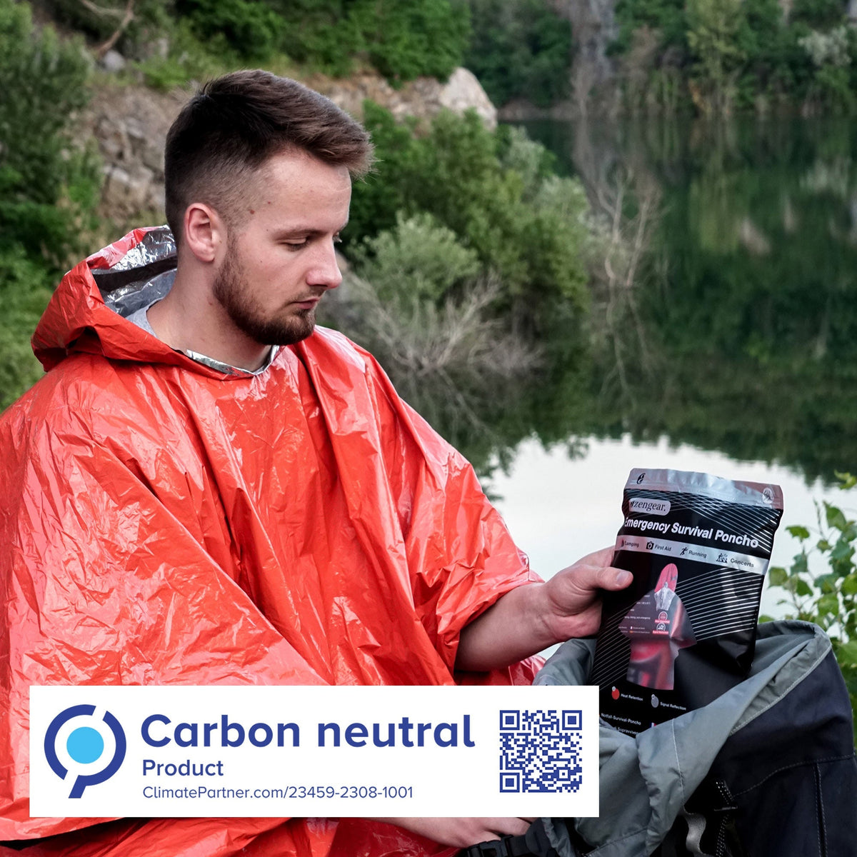 Waterproof Survival Poncho (4pc) Thermal Foil Coating Blanket for Heat Retention With A Reversible Hood.