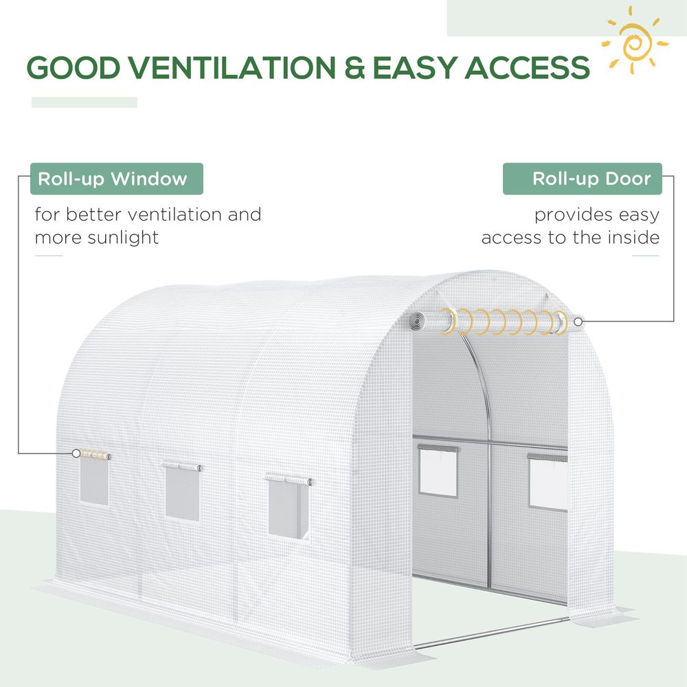 Outsunny 3 x 2 x 2m Replacement Greenhouse Cover w/ Windows, White